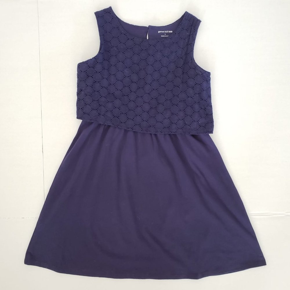 Garnet Hill Girls' Eyelet-Overlay Knit Dress